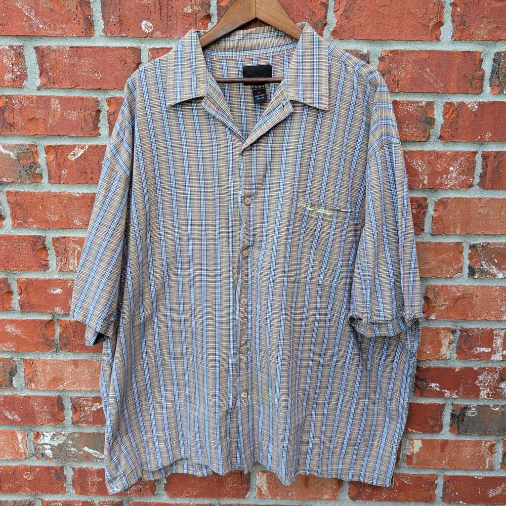 Fubu The Collection Shirt Mens 4X Plaid Short Sleeve Button Down 90s Y2K